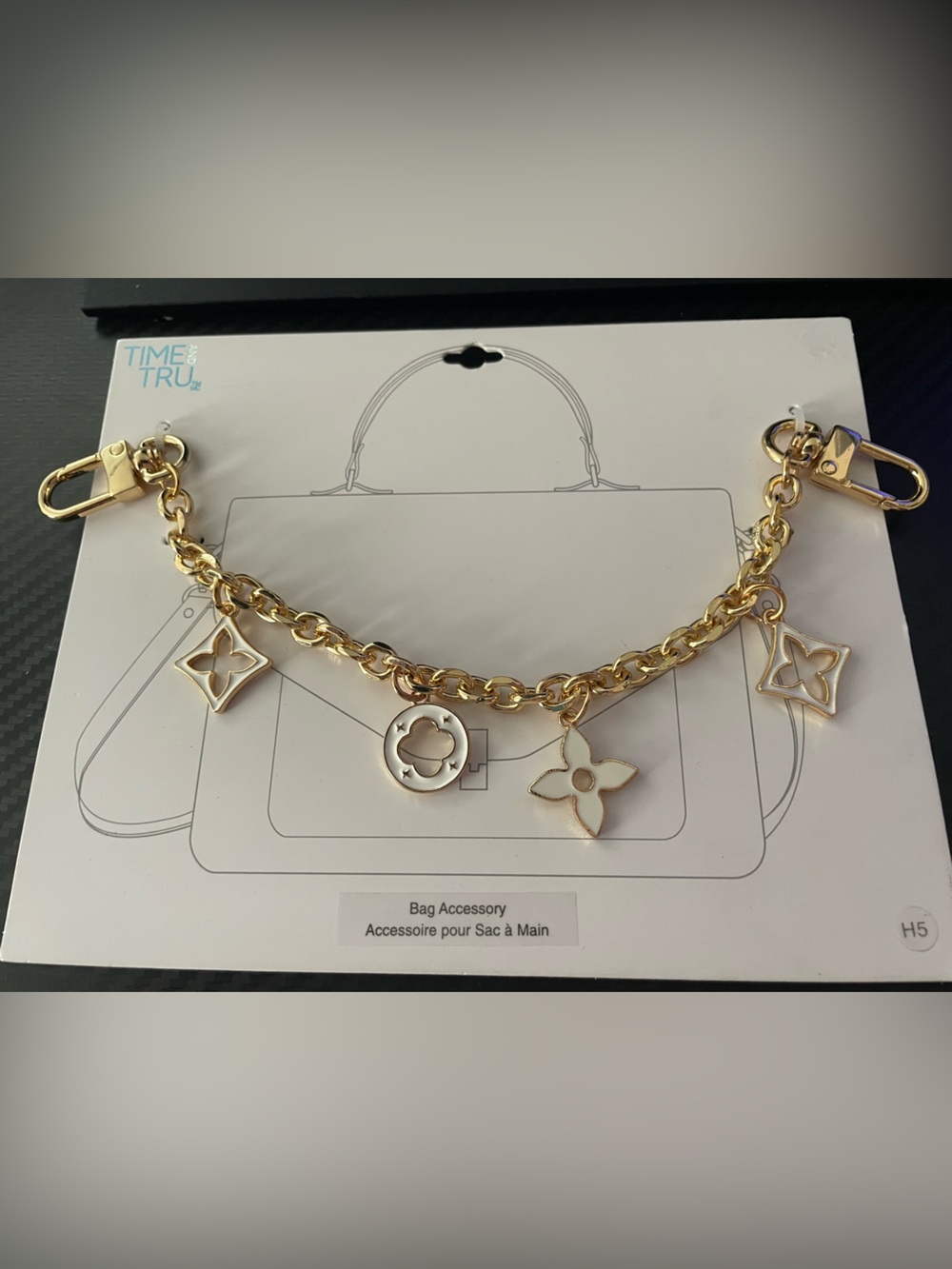 NWT Gold-tone Bag Chain and Charms in white and gold